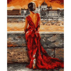Картина по номерам "Итальянка в красном"