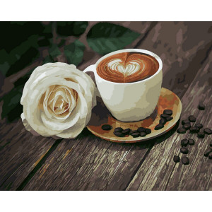 Картина по номерам "Кава та біла троянда"