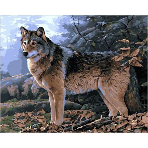 Картина по номерам "Волк в осеннем лесу"