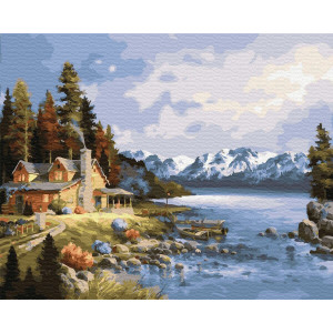 Картина по номерам "Домик у озера"
