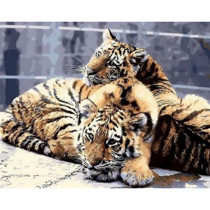 Картина по номерам "Задумчивые тигрята"