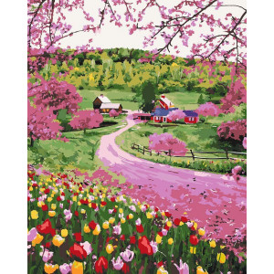 Картина по номерам "Дорога среди цветов"