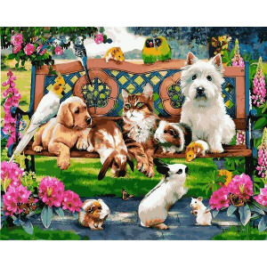 Картина по номерам "Домашние животные в парке"