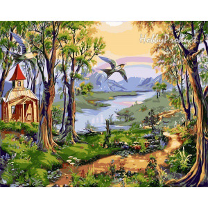 Картина по номерам "Маленька церква у лісі"