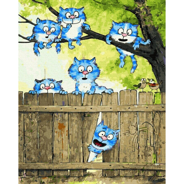 Картина по номерам "Любопытные синие коты"