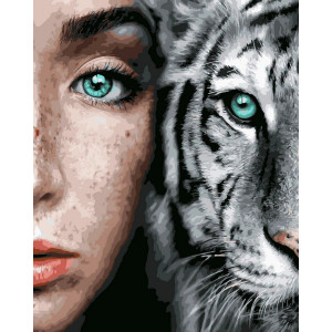 Картина по номерам "Дівчина та тигр"