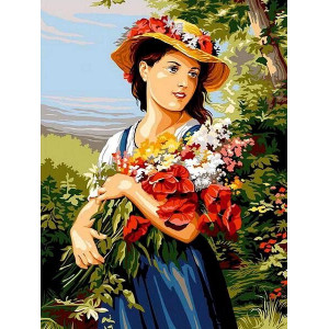 Картина по номерам "Дівчина з квітами"