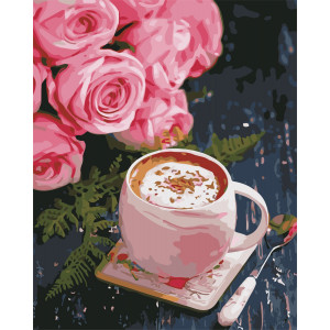 Картина по номерам "Кофе и розы"