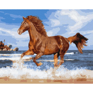 Картина по номерам "Лошадь на берегу"