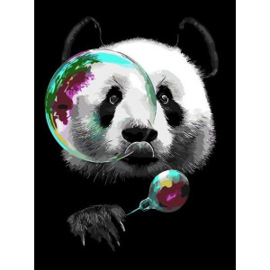 Картина по номерам "Панда и мыльные пузыри"