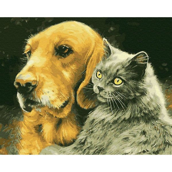Картина по номерам "Кот и пес"