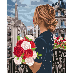 Картина по номерам "Девушка с розами"