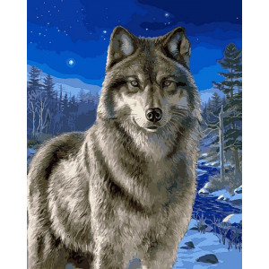 Картина по номерам "Волк в зимнем лесу"