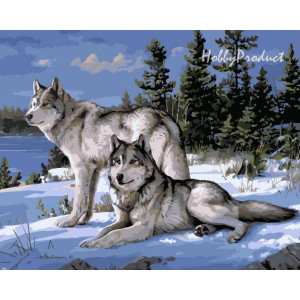 Картина по номерам "Волки на снегу"