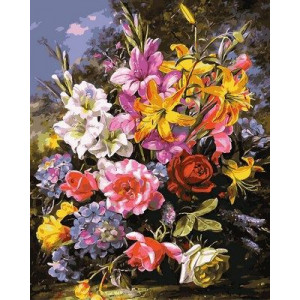 Картина по номерам "Букет роз и лилий"
