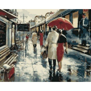 Картина по номерам "Прогулка под дождем"