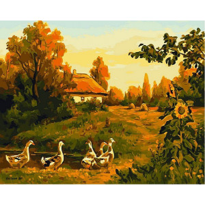 Картина по номерам "Вечерняя деревня"