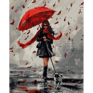 Картина по номерам "Прогулка в дождливый день"