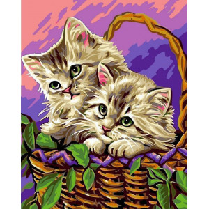 Картина по номерам "Котики в кошику"