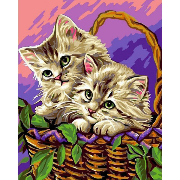 Картина по номерам "Котики в корзинке"