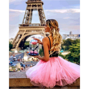 Картина по номерам "С цветком в Париже"