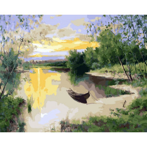 Картина по номерам "Лодка на пруду"