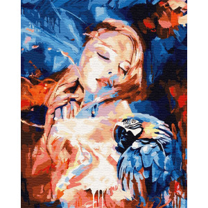 Картина по номерам "Девушка с попугаем"