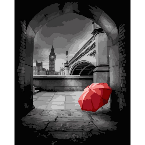 Картина по номерам "Красный зонт в арке"