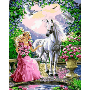 Картина по номерам "Принцесса и единорог"
