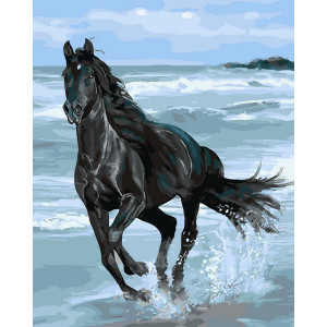 Картина по номерам "Вороной конь"