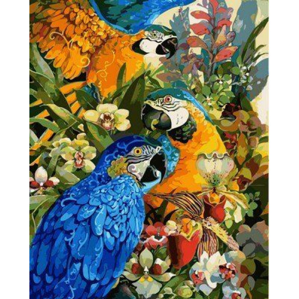 Картина по номерам "Тропические попугаи"