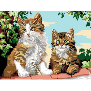 Картина по номерам "Кошенята на паркані"