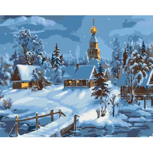 Картина по номерам "Деревенская зима"