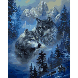 Картина по номерам "Зимние волки"