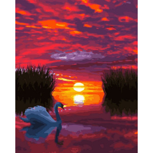 Картина по номерам "Лебедь на закате"