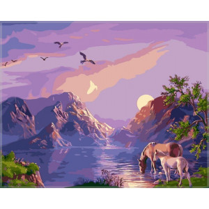 Картина по номерам "Захід сонця в горах"