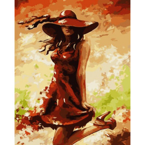 Картина по номерам "Дама в красном"