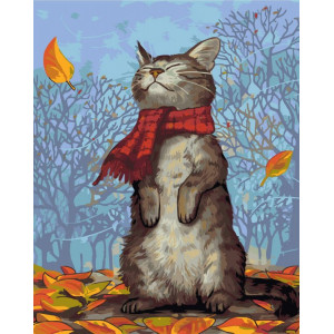 Картина по номерам "Кот в шарфе"