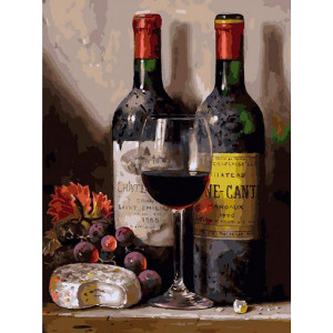 Картина по номерам "Вино, сыр и виноград"