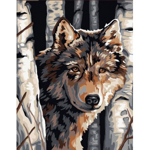 Картина по номерам "Волк среди берез"