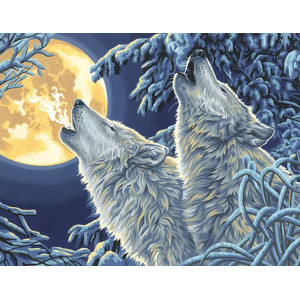 Картина по номерам "Волки в лунном свете"
