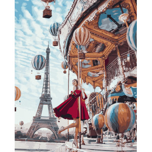 Картина по номерам "Воздушные шары и девушка"