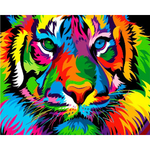 Картина по номерам "Разноцветный тигр"