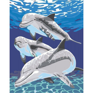 Картина по номерам "Дельфины в воде"