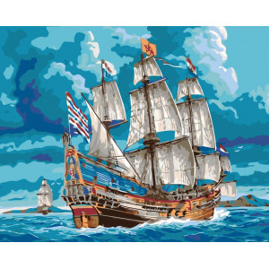 Картина по номерам "Вітрильник у відкритому морі"