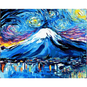 Картина по номерам "Цветная гора Фудзи"