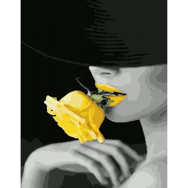 Картина по номерам "Девушка с желтой розой"