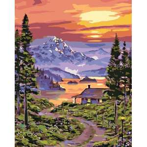 Картина по номерам "Закат в горах"