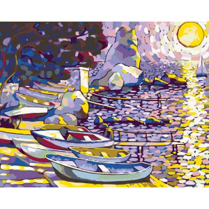 Картина по номерам "Лодки под луной"