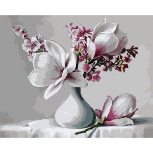 Картина по номерам "Цветы в белой вазе"